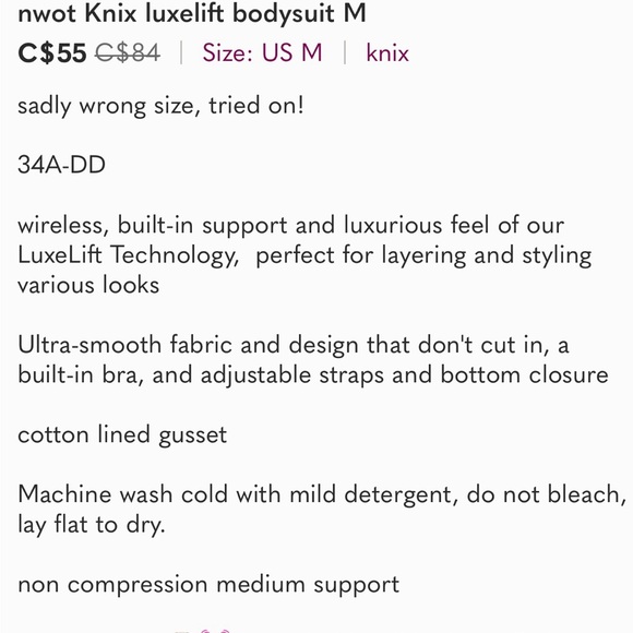 nwot Knix luxelift bodysuit M - Picture 4 of 4